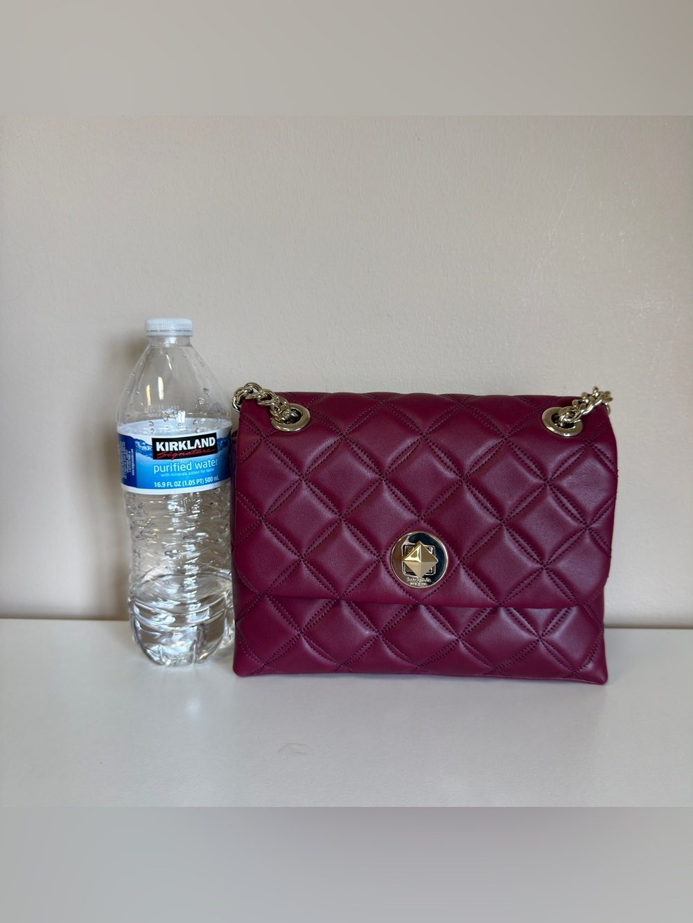 Kate spade Quilted Shoulder Bag in Deep Berry with Gold Hardware - Picture 9 of 17